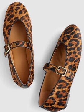 Madewell Leopard-Print Mary Jane Flats in Brown and Black